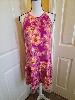 LOFT Fuchsia Floral Halter Dress